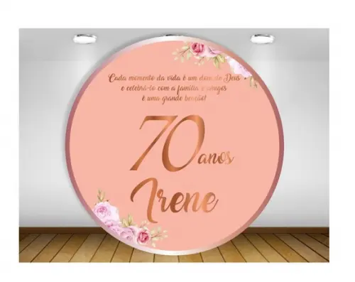 Painel Floral Salmão e Cobre 70 Anos 1,50m - Impressão Lona