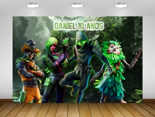 Painel Fortnite Floresta 1,50x1M - IMPRESSÃO LONA