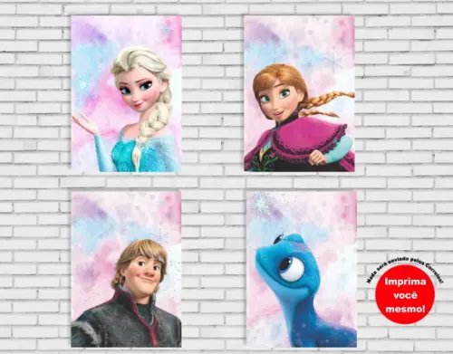 Painel Frozen Aquarela Pôster DIGITAL (Arquivo A4 download)