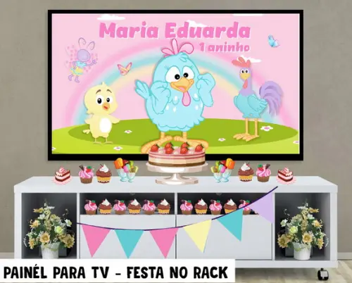 Painel Galinha pintadinha no Rack - Digital