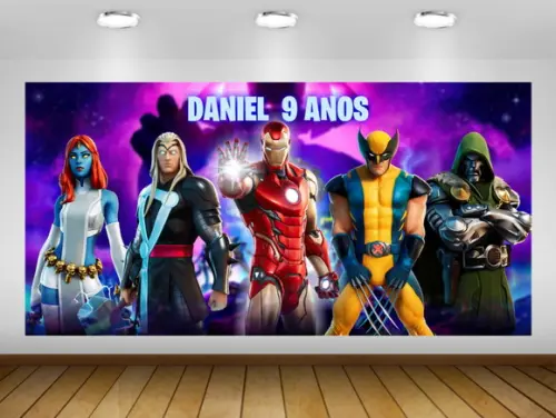 Painel Homem de ferro fortnite 2x1M - IMPRESSÃO LONA
