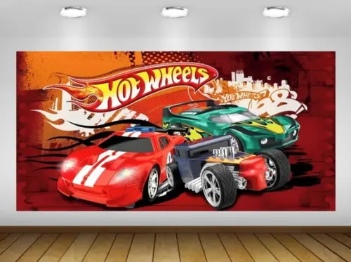 Painel Hot Wheels 2x1m - Impressão Lona