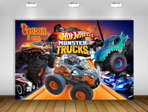 Painel Hot Wheels Mega Wrex Tiger Shark Rhinomite 1,50x1
