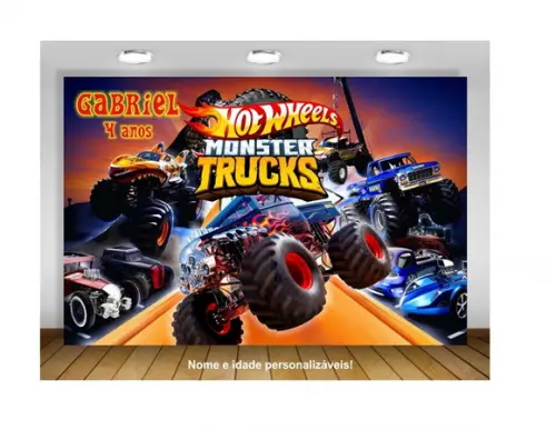 Painel Hot Wheels Monster Truck Bone Sharker 2x1,40m