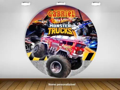 Painel Hot Wheels Monster Truck Fire Alarm 1,50m