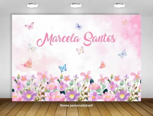 Painel Jardim das Borboletas Aquarela Rosa 2x1,50m