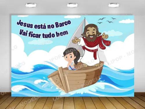 Painel Jesus e as Crianças no Barco Jesus no Barco 2x1,50m