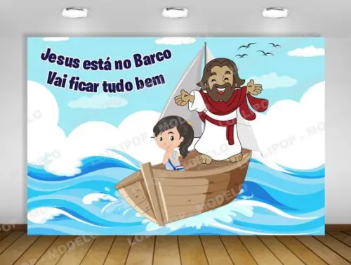 Painel Jesus e as Crianças no Barco Jesus no Barco