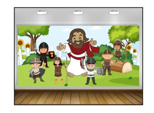 Painel Jesus e as Crianças Soldadinhos de Jesus