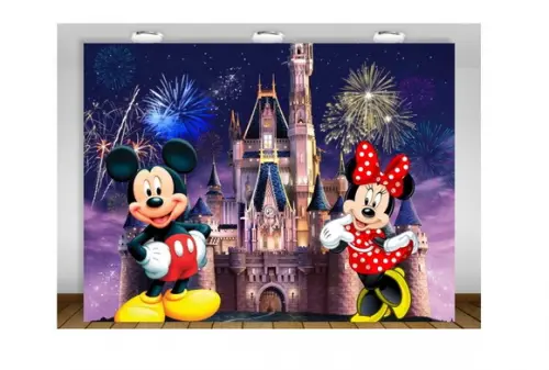 Painel Mickey e Minnie Castelo Disney Realeza 2x1,50m