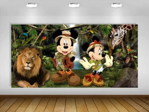 Painel Mickey e Minnie Safari 2x1m
