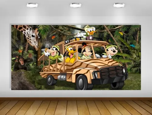 Painel Mickey e Minnie Safari 2x1m