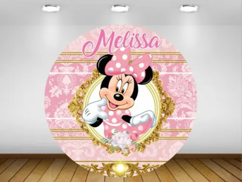 Painel Minnie Dourado 1,50m - Impressão Lona