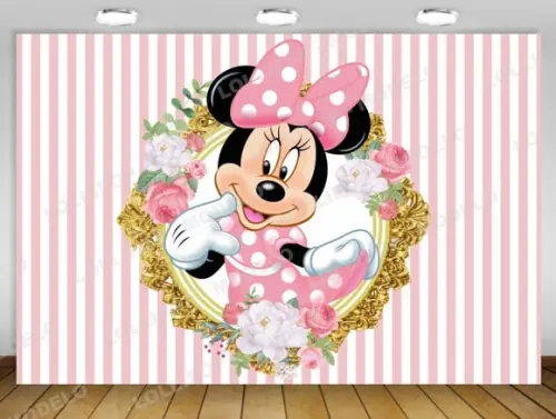 Painel Minnie Rosa 1,50x1m - Impressão Lona