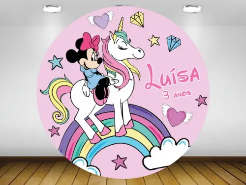 Painel Minnie Unicórnio 1,20m - Impressão Lona