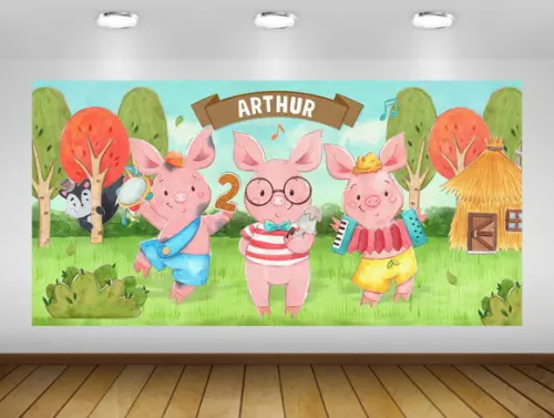 Painel Os Três Porquinhos 2x1m