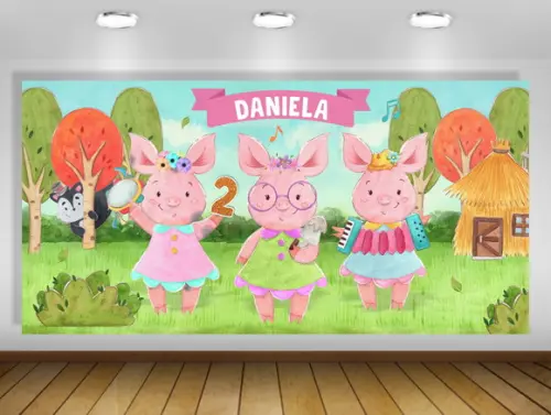 Painel Os Três Porquinhos 2x1m