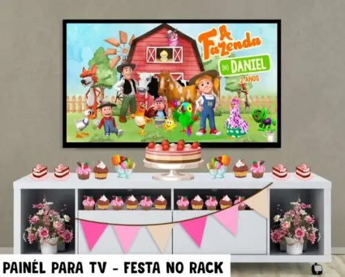 Painel para TV A Fazenda Do Zenon Festa no Rack - Digital