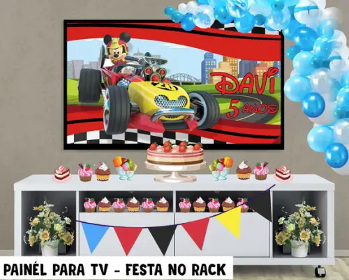 Painel para TV Mickey Aventuras Festa no Rack - Digital