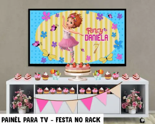Painel para TV Fancy nancy Festa no Rack - Digital