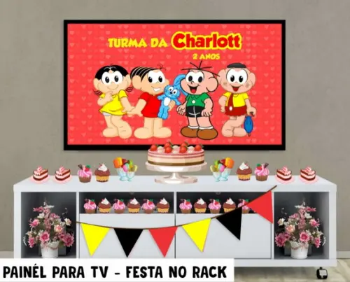 Painel para TV turma da Mônica Festa no Rack - Digital