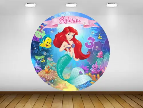 Painel Pequena Sereia Ariel 1,20m - Impressão Lona