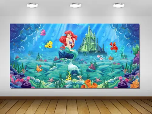 Painel Pequena Sereia Ariel 1,50x1m - Impressão Lona