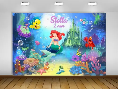 Painel Pequena Sereia Ariel 1,50x1m - Impressão Lona
