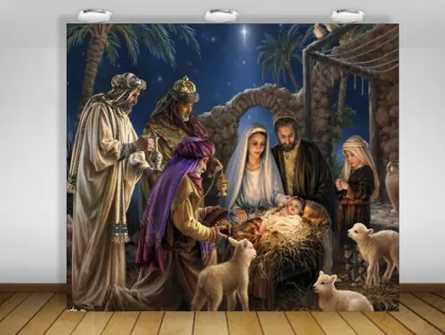 Painel Presépio de Natal 1,50x1,30m Impressão em Lona
