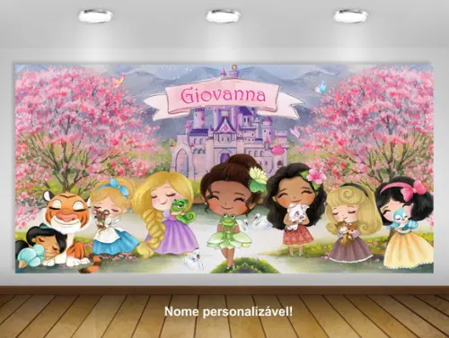 Painel Princesas Disney Aquarela Baby Bebê