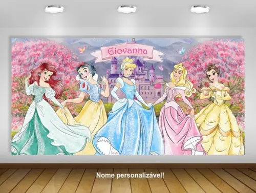 Painel Princesas Disney Aquarela