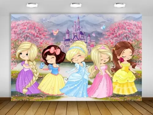 Painel Princesas Disney Aquarela Baby Bebê 2x1,50m
