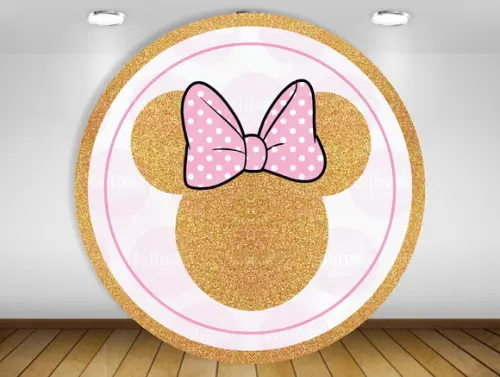 Painel Redondo Minnie Dourado 1,50m
