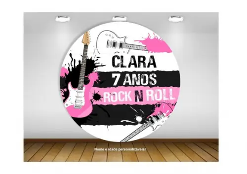 Painel Rock And Roll Rosa 1,50m - Impressão em Lona
