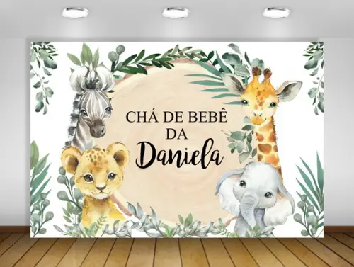 Painel Safari Chá de Bebê 3x2m - Impresso em Lona