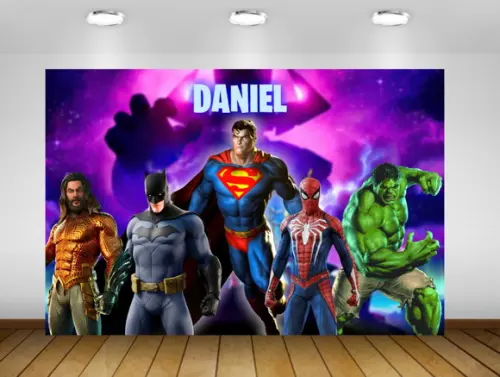 Painel Super Heróis 1,50x1M - IMPRESSÃO LONA