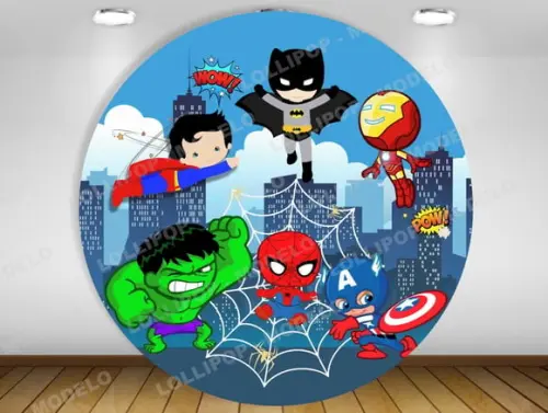 Painel Super Heróis Baby 1,20m - Impressão em Lona