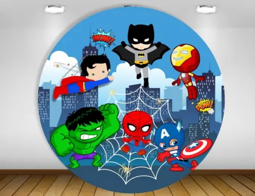 Painel Super Heróis Baby 1,50m - Impressão Lona