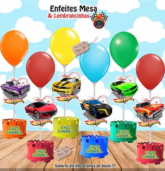 Centro de Mesa Hotwheels Enfeite Mesa Hotwheels