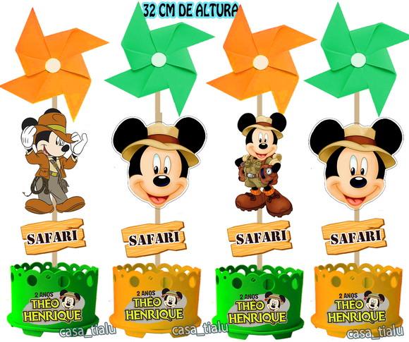 Centro de Mesa Mickey Safari Enfeite de Mesa Safari