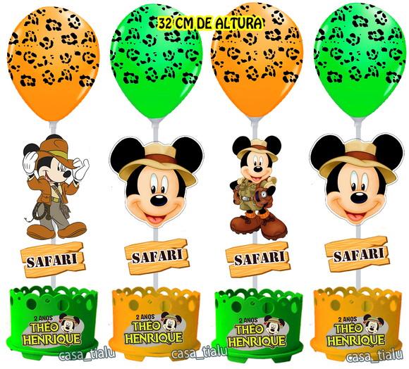 Centro de Mesa Mickey Safari Enfeite de Mesa Safari