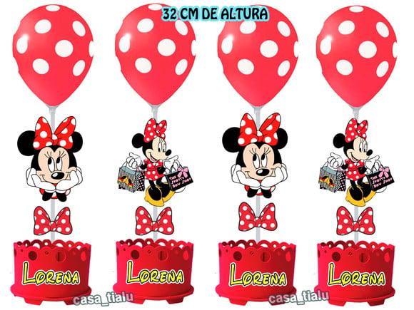 Centro de Mesa Minnie Vermelha Enfeite de Mesa Minnie