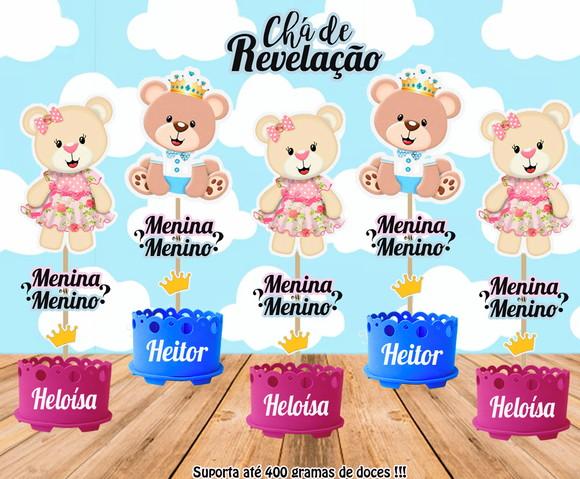 Enfeite Cha Revelacao Ursinho Ursinha Princesa Lembrancinha