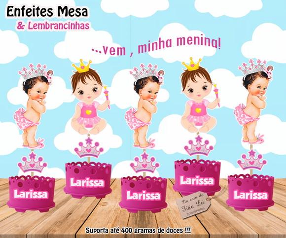Enfeite Cha Bebe Menina Coroa Princesa Mesa Centro Mesa