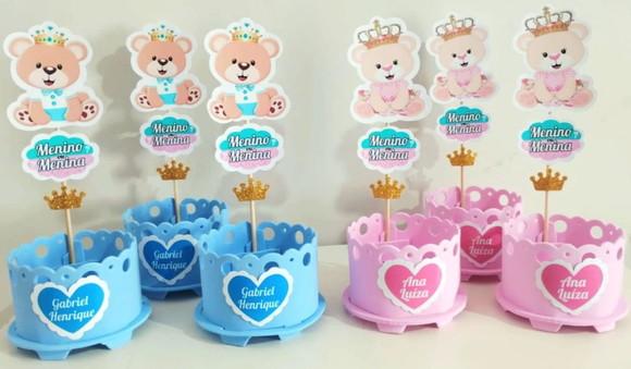 Enfeite Cha Revelacao Ursinho Ursinha Princesa Lembrancinha