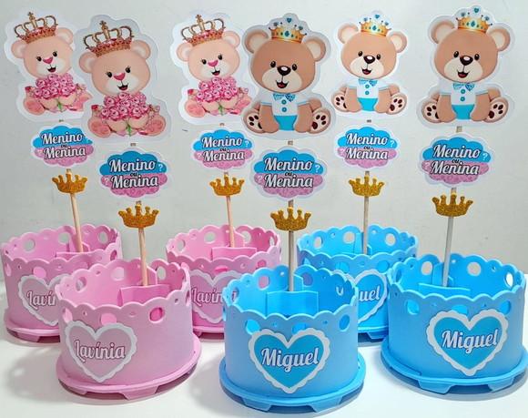 Enfeite Cha Revelacao Ursinho Ursinha Princesa Lembrancinha