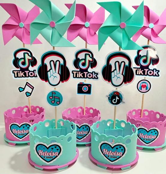 Enfeite de Mesa Tiktok Tik Tok Centro Mesa Arranjo Display