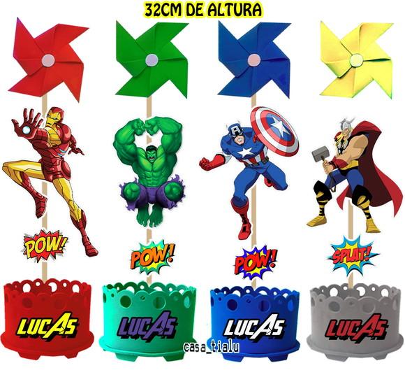 Enfeite de Mesa Vingadores Catavento Centro Mesa Vingadores