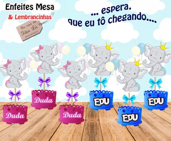 Enfeite Mesa Cha Revelacao Elefantinho Elefantinha Centro