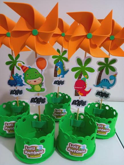 Enfeite Mesa Dino Baby Centro Mesa Dino Menina